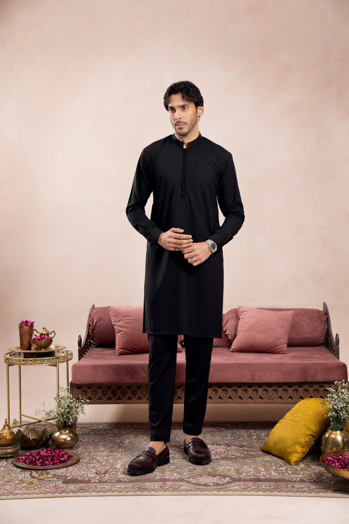 Crow Black Blended Kurta Pajama (2-Piece) - Image 2