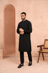 Raven Black Blended Fabric Kurta Trouser Set (2-Piece) - Image 2
