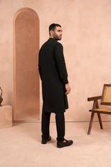 Raven Black Blended Fabric Kurta Trouser Set (2-Piece) - Image 4