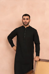 Raven Black Blended Fabric Kurta Trouser Set (2-Piece) - Image 5