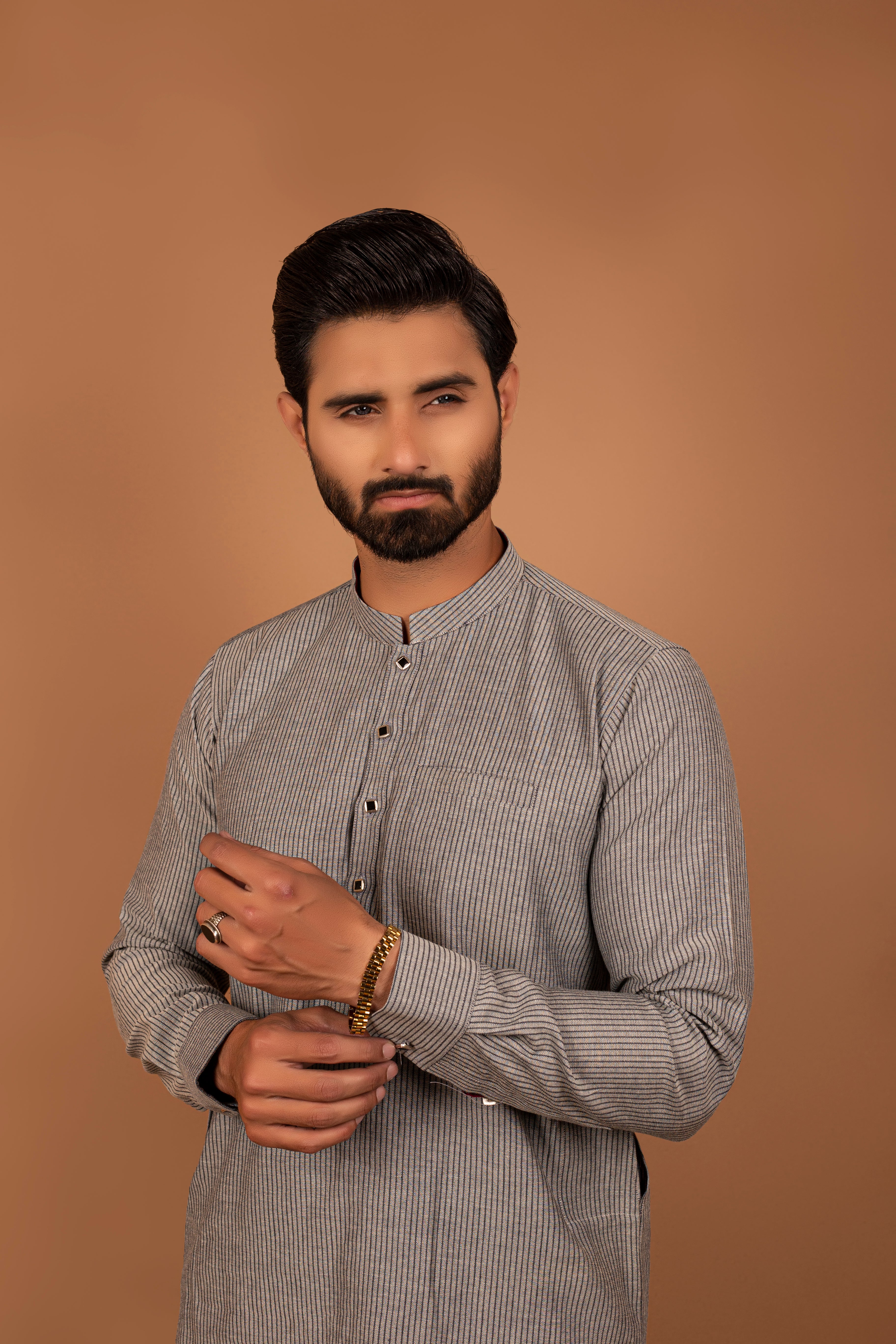 Black Cotton Blend Kurta Pajama (2-Piece) - Image 2