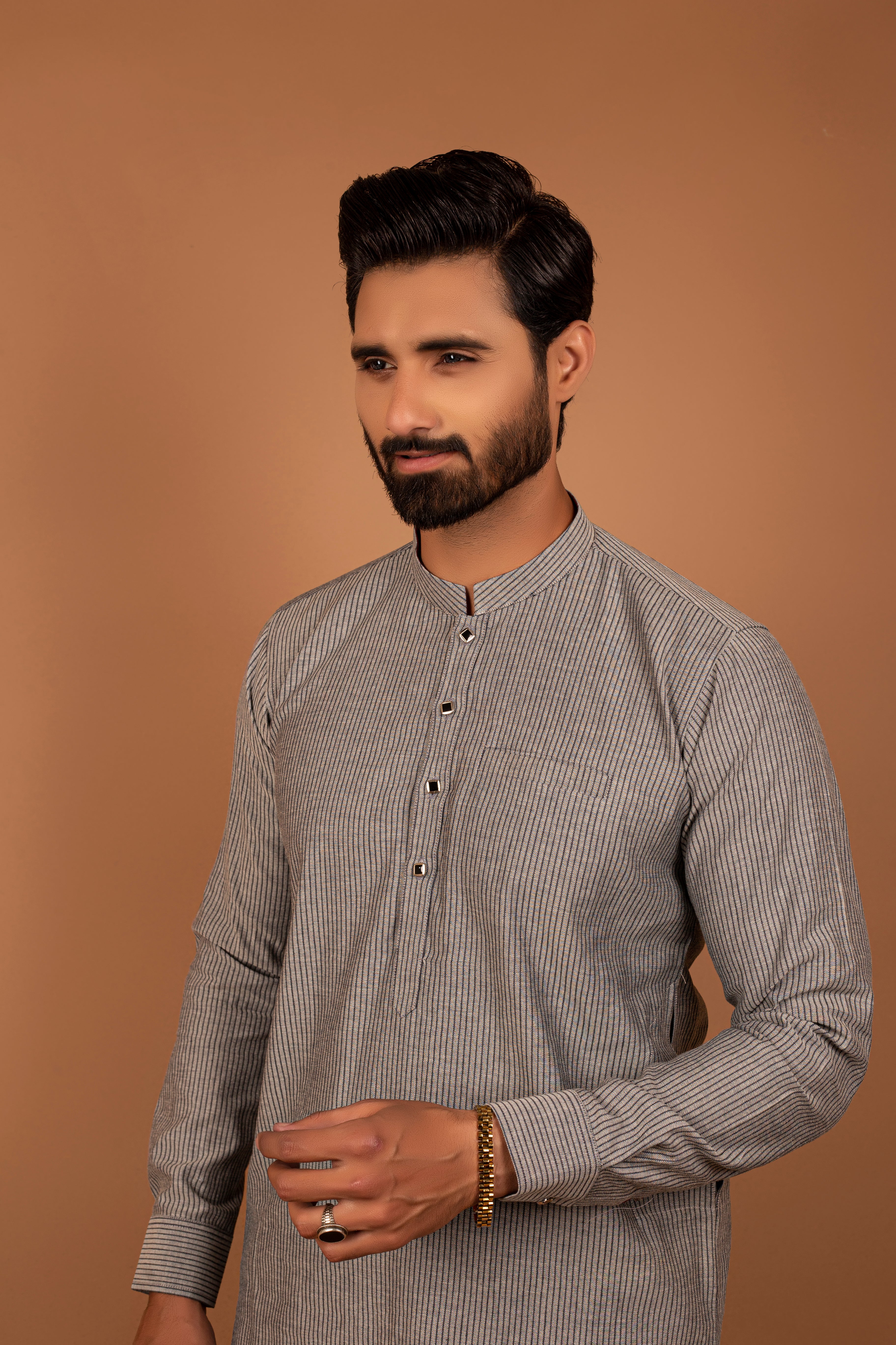 Black Cotton Blend Kurta Pajama (2-Piece) - Image 3