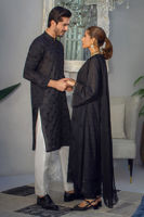 Black Self-Embroidered Cotton Kurta Pajama (2-Piece) - Image 4