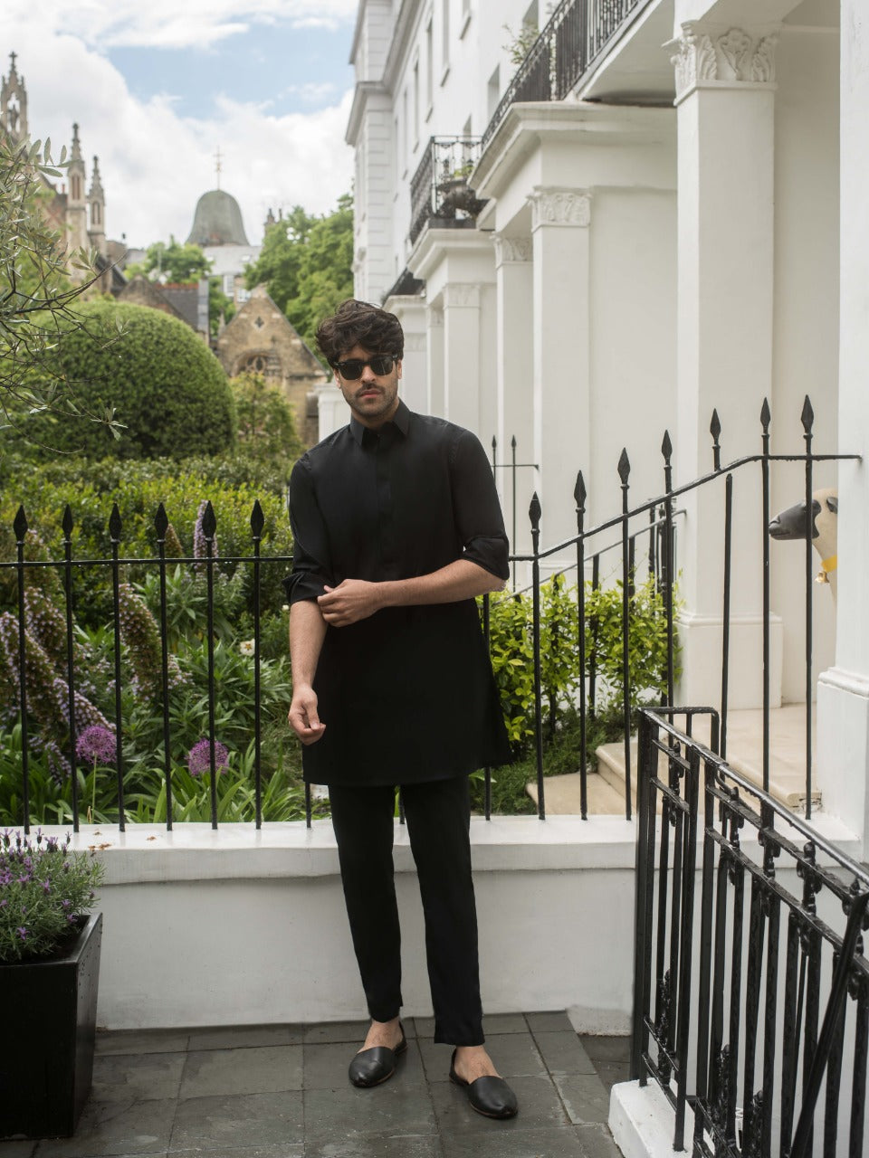 Black Cotton Straight-Cut Kurta (1-Pc) - Image 3