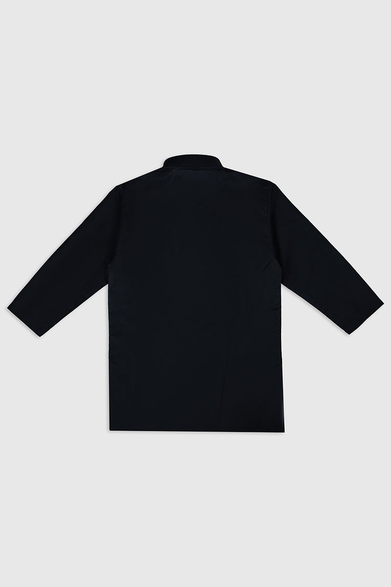 Black Cotton Boys Kurta Trouser Set (2-Piece) - Image 3