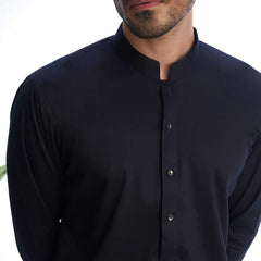 Black Cotton-Viscose Kurta Pajama (2-Piece) - Image 3