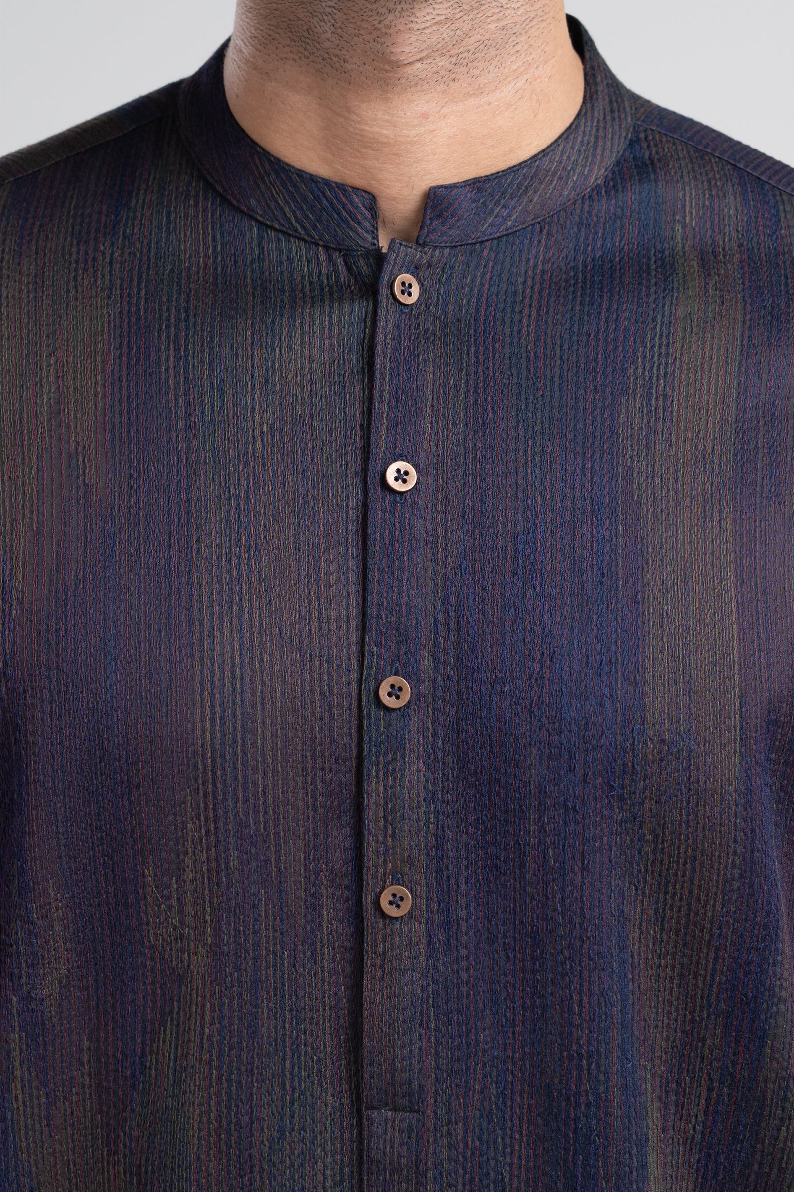 Black Embroidered Egyptian Cotton Kurta (2-Piece) - Image 2