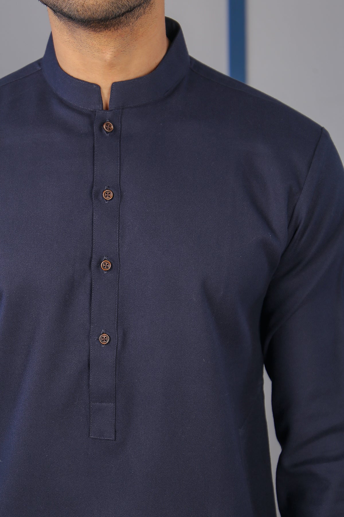 Black Tonal-Stitched Pima Cotton Kurta Pajama (2-Piece) - Image 3