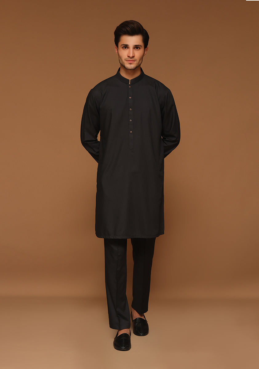 Ebony Poly Viscose Slim Fit Shalwar Kameez (2-Piece) - Image 1