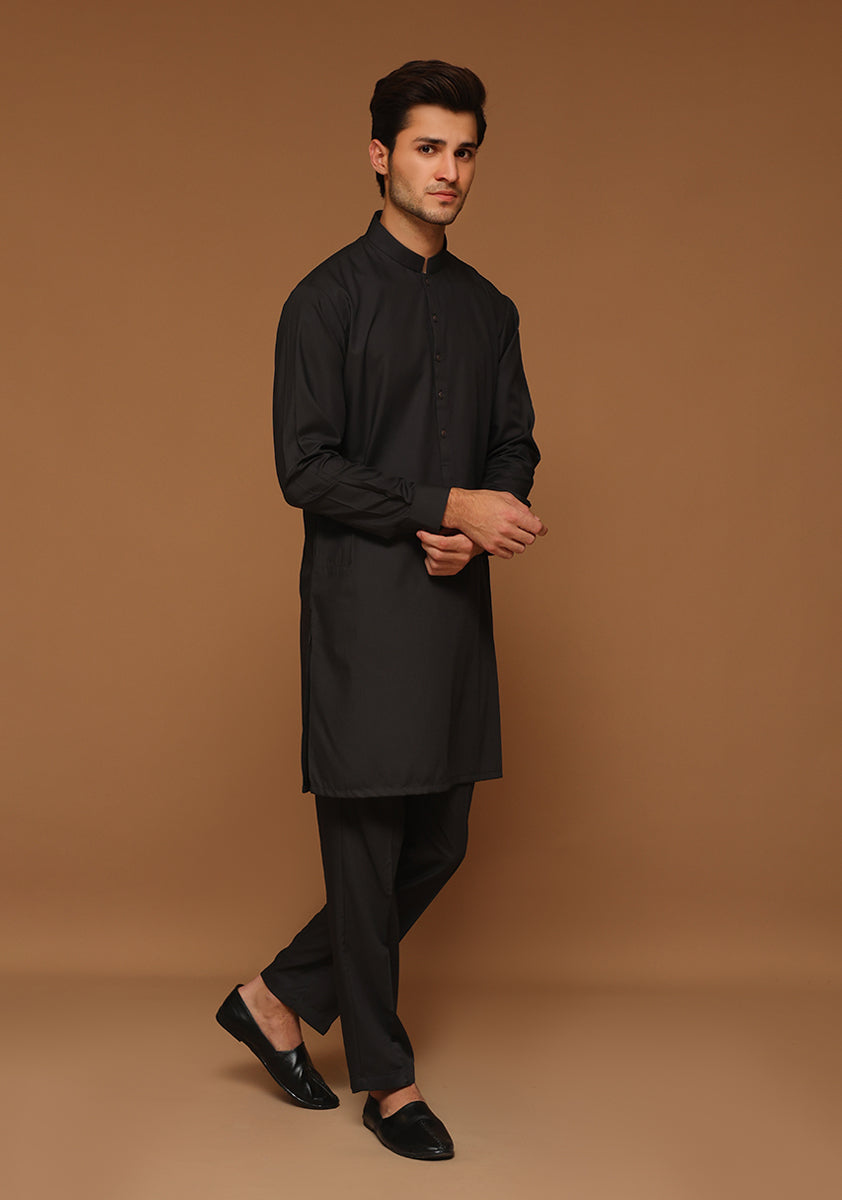 Ebony Poly Viscose Slim Fit Shalwar Kameez (2-Piece) - Image 2