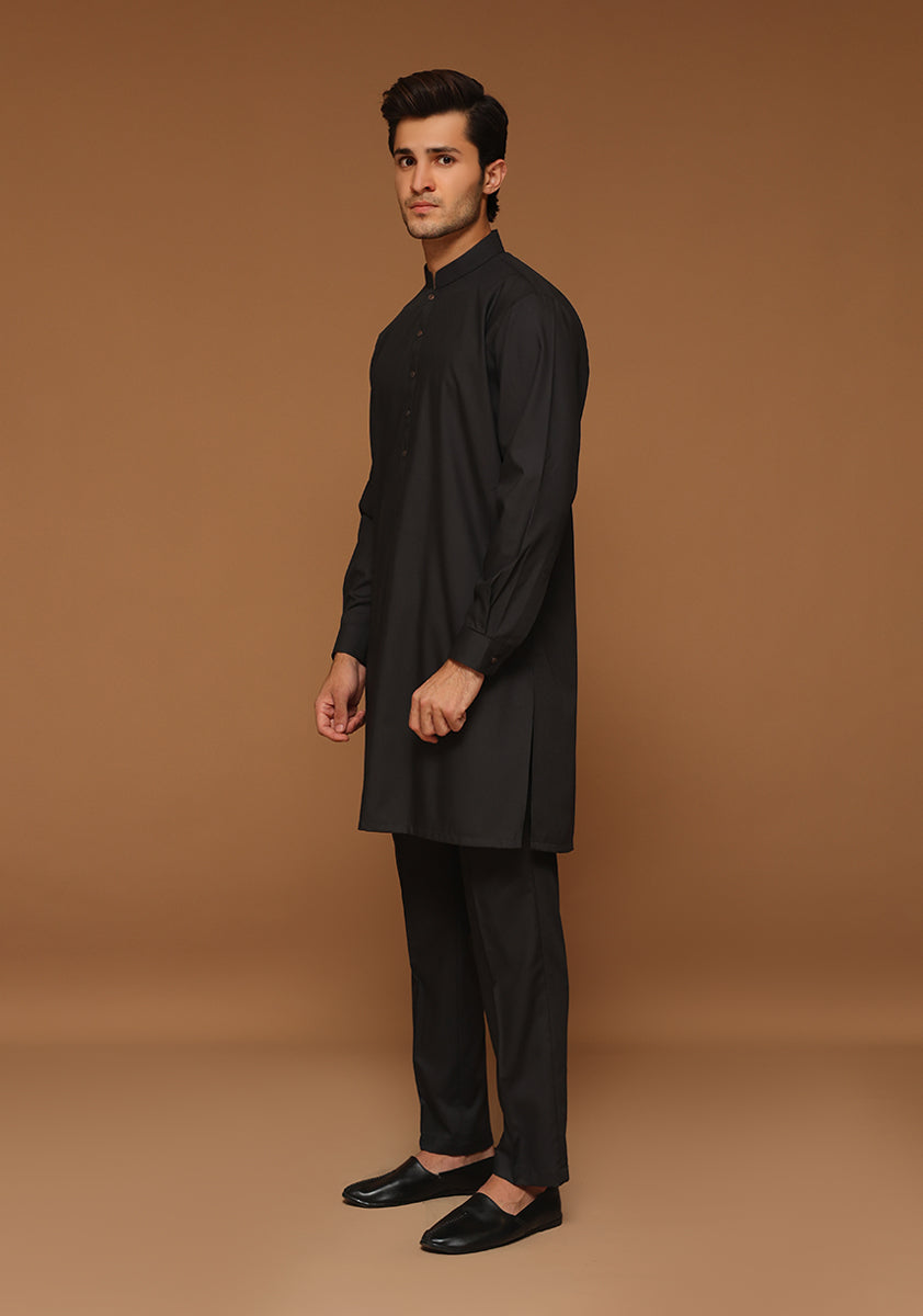 Ebony Poly Viscose Slim Fit Shalwar Kameez (2-Piece) - Image 3