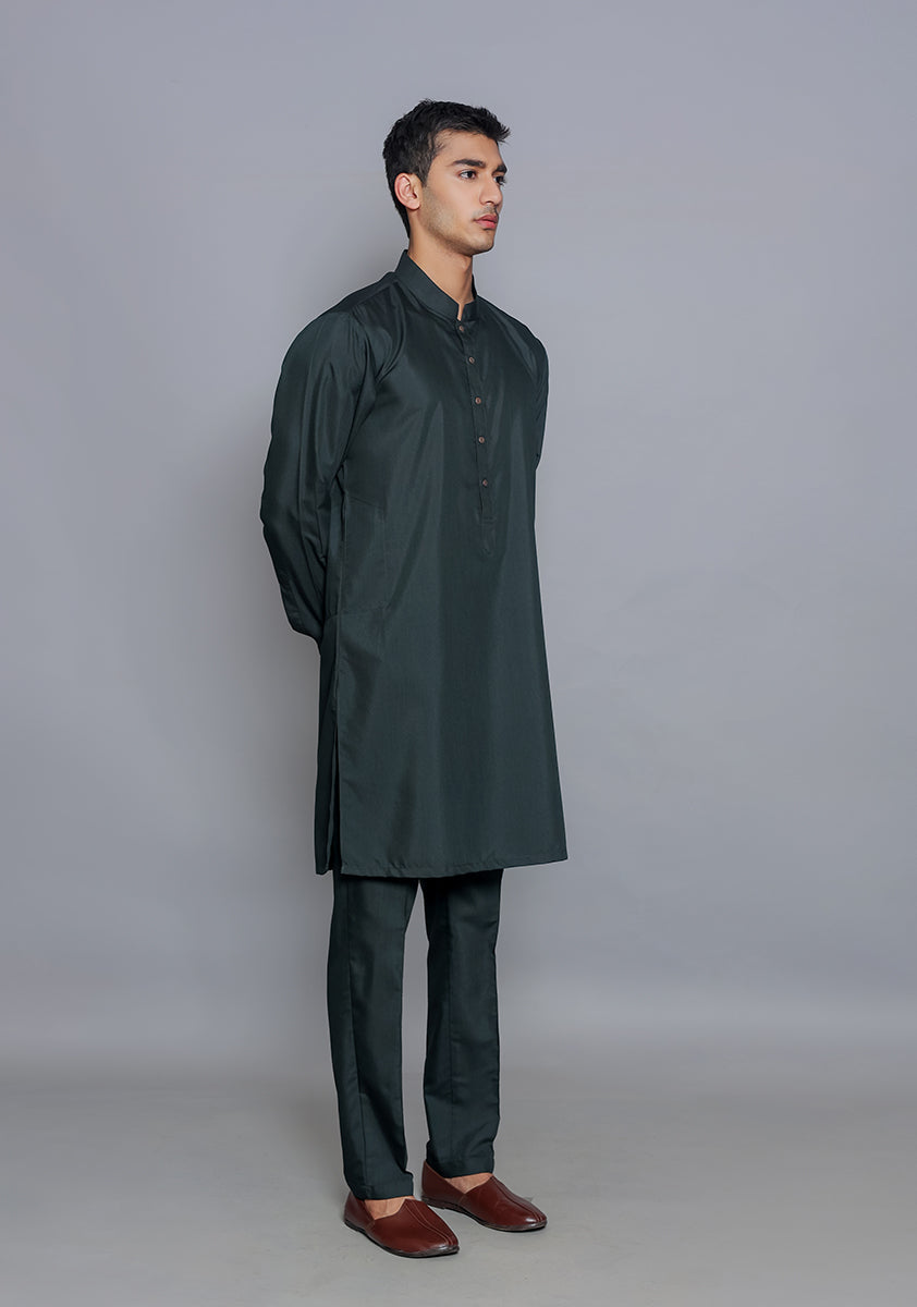Ebony Poly Viscose Slim Fit Kurta Pajama (2-Piece) - Image 1