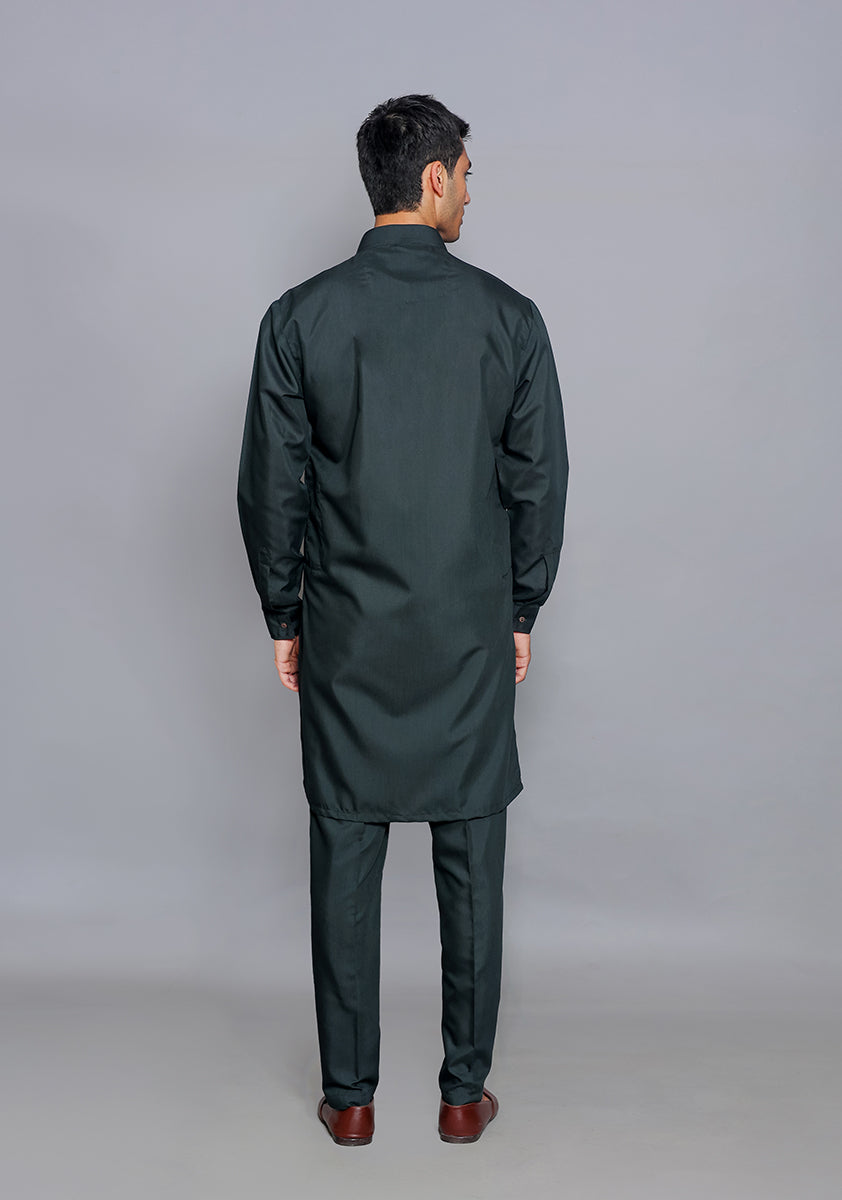 Ebony Poly Viscose Slim Fit Kurta Pajama (2-Piece) - Image 3