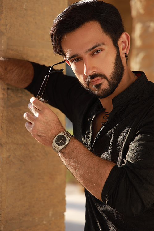 Black Embossed Kurta with Silk Pajama (2-Piece) - Image 3