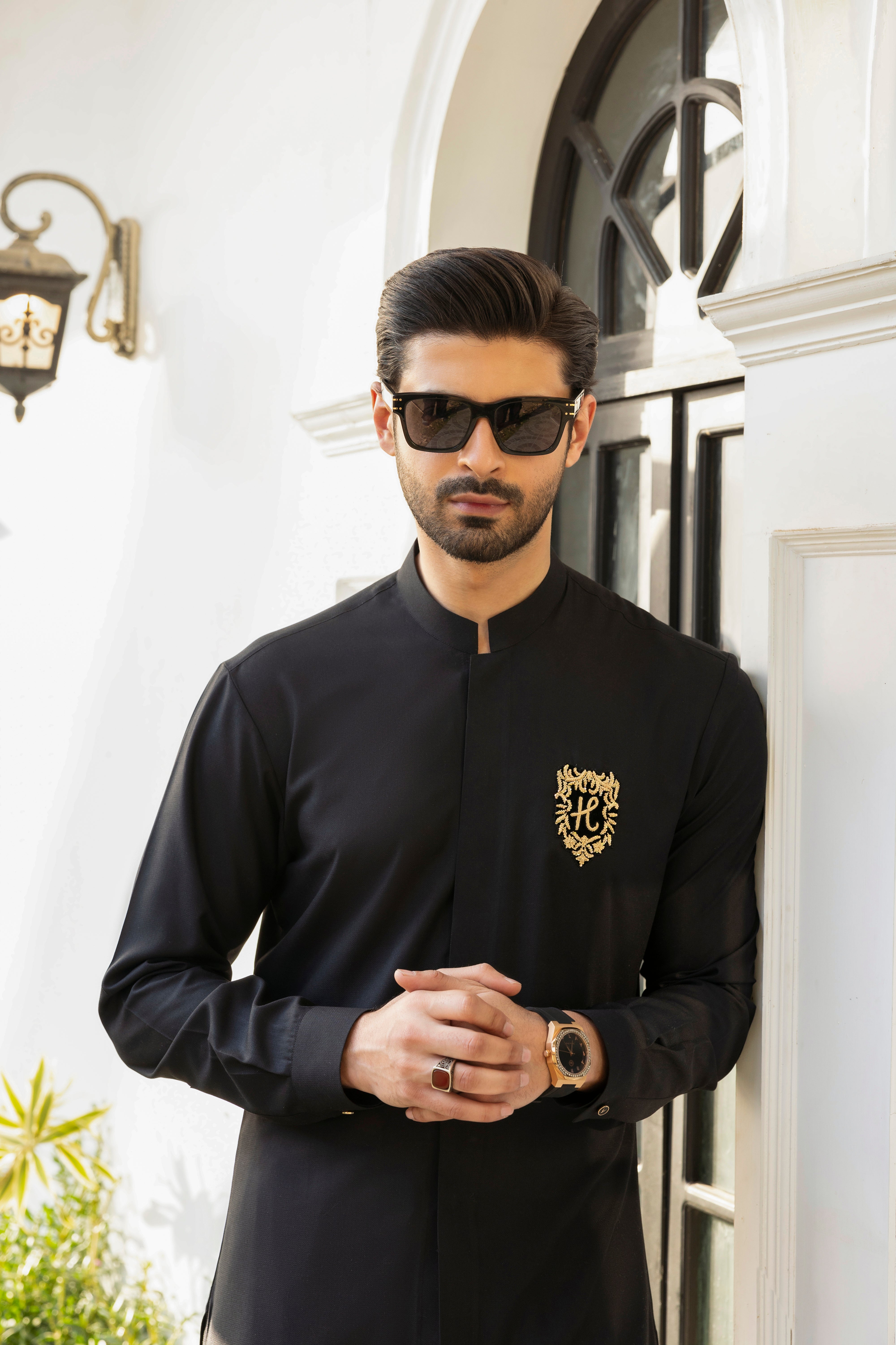 Black Embroidered Swiss Kurta Pajama (2-Piece) - Image 3