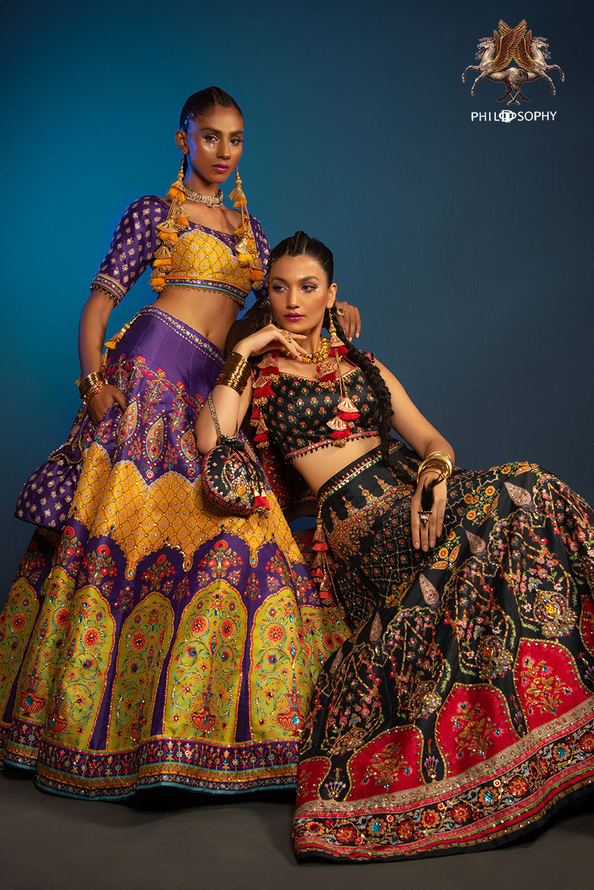 Black and Red Embroidered Silk-Blend Lehenga Choli (2-Piece) - Image 6