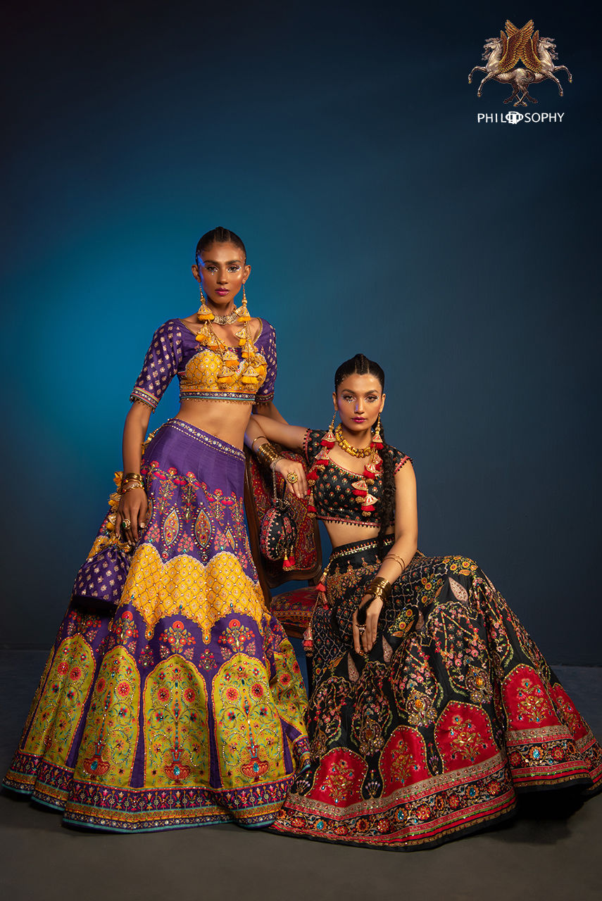 Black and Red Embroidered Silk-Blend Lehenga Choli (2-Piece) - Image 7