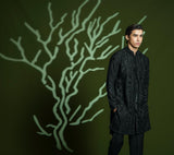 Black Embroidered Blended Kurta Set (2-Piece) - Image 3