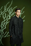 Black Embroidered Blended Kurta Set (2-Piece) - Image 6
