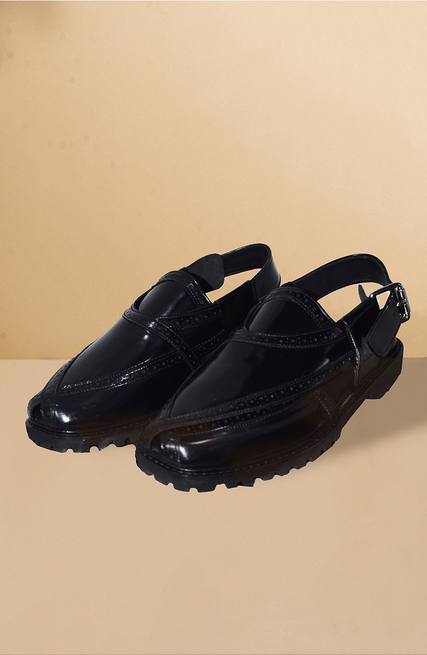 Black Embroidered Brocade Kurta Set (2-Piece) - Image 8