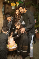 Black Chikan Embroidered Cotton Kurta (2-Piece) - Image 4