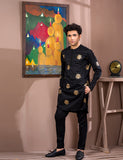 Black Gold Block Print Cotton Kurta Set (2-Piece) - Image 8