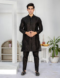 Black Embroidered Cotton Kurta Set (2-Piece) - Image 2