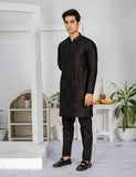 Black Embroidered Cotton Kurta Set (2-Piece) - Image 3
