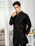 Black Embroidered Cotton Kurta Set (2-Piece) - Image 7