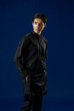 Black Embroidered Cotton Kurta Pajama (2-Piece) - Image 4
