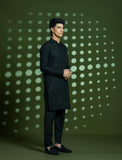 Black Embroidered Wash-and-Wear Kurta Set (2-Piece) - Image 2