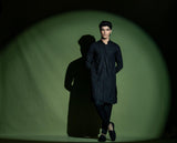 Black Embroidered Wash-and-Wear Kurta Set (2-Piece) - Image 4