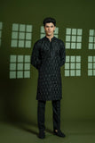 Black Embroidered Blended Kurta Set (2-Piece) - Image 2