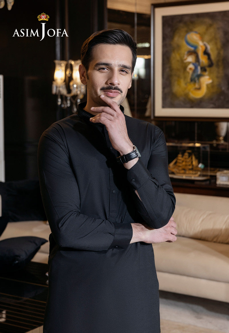 Black Embroidered Blended Kurta Shalwar (2-Piece) - Image 5