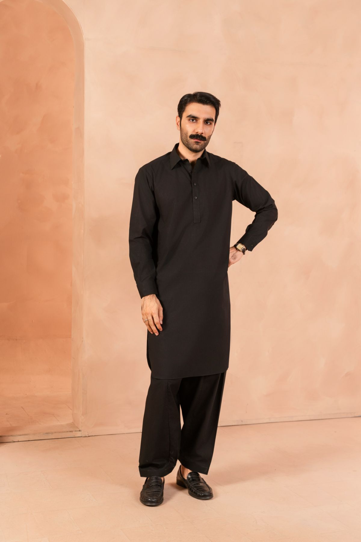 Raven Black Luxury Blended Shalwar Kameez (2-Piece) - Image 1