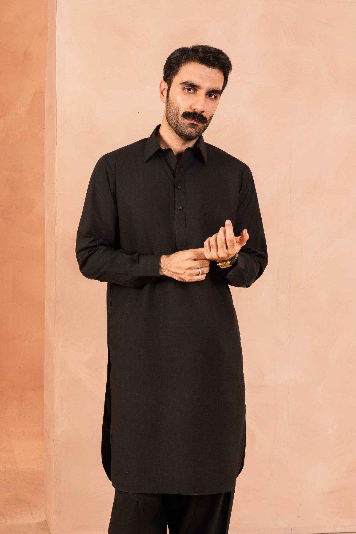 Raven Black Luxury Blended Shalwar Kameez (2-Piece) - Image 3