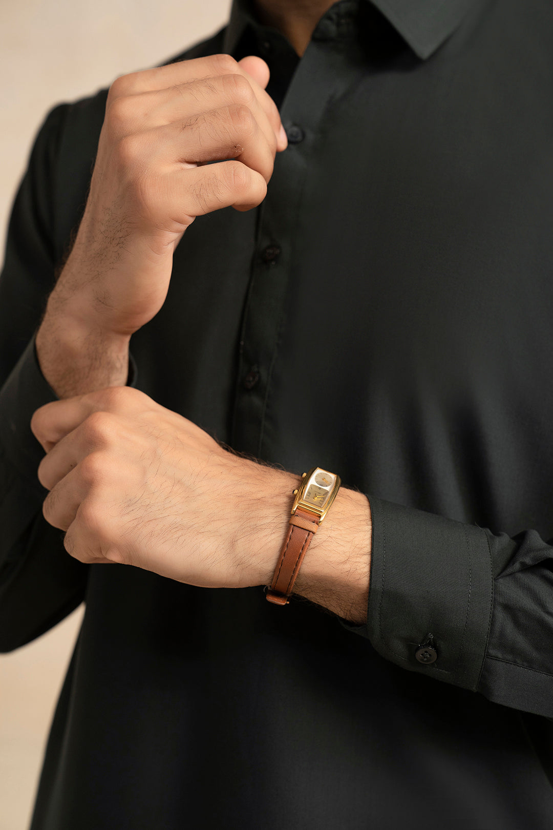 Black Blended Fabric Shalwar Kameez (2-Piece) - Image 5