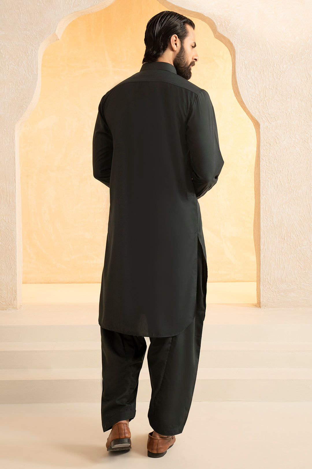 Black Blended Fabric Shalwar Kameez (2-Piece) - Image 7