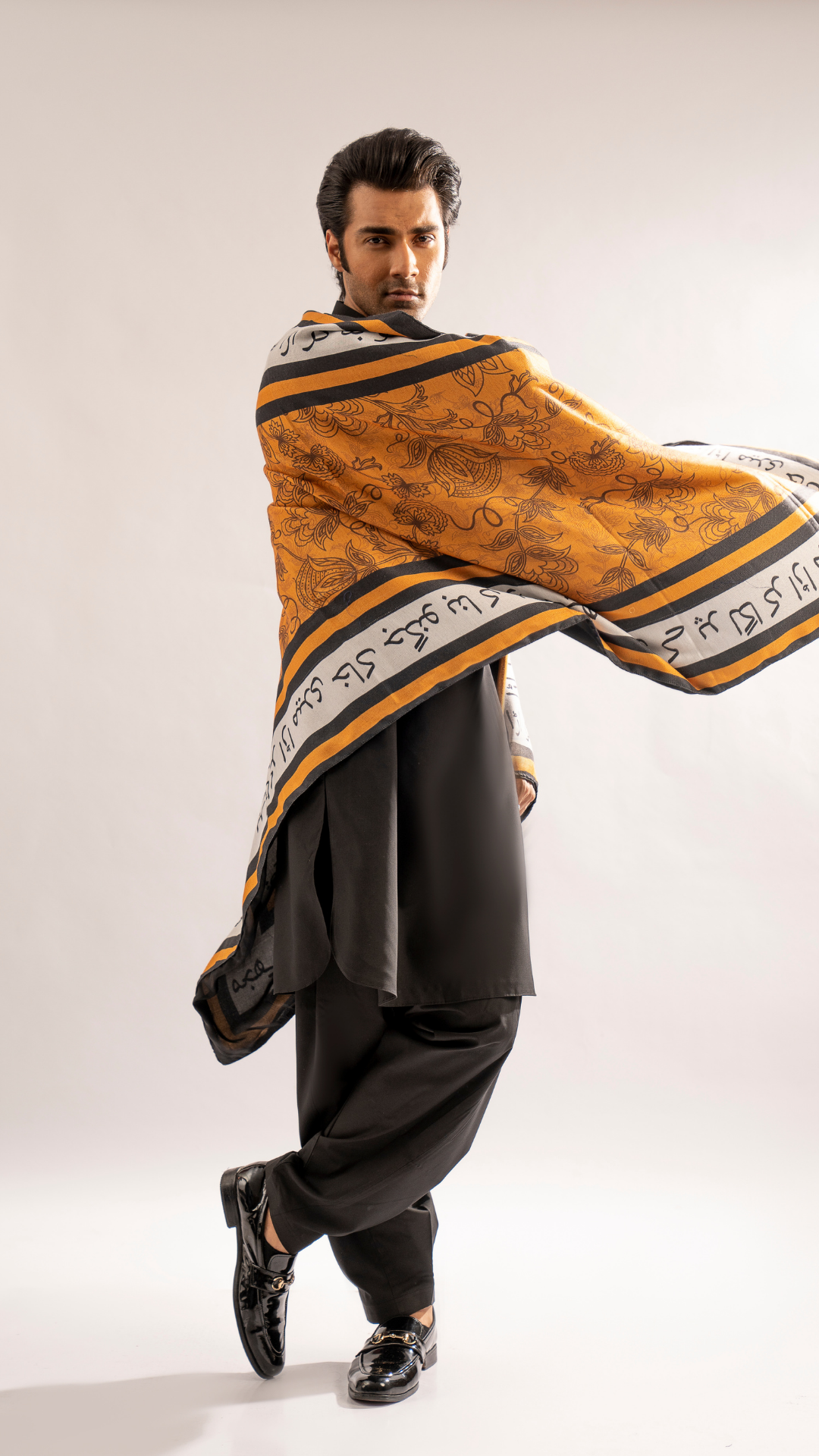 Black Embroidered Cotton Kurta Shalwar (2-Piece) - Image 2