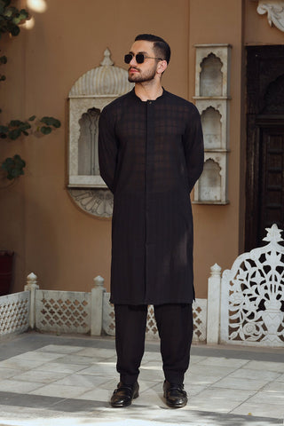 Black Cotton Linen Shalwar Kameez (2-Piece) - Image 6