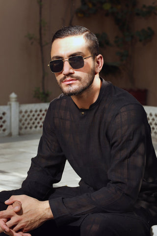 Black Cotton Linen Shalwar Kameez (2-Piece) - Image 7
