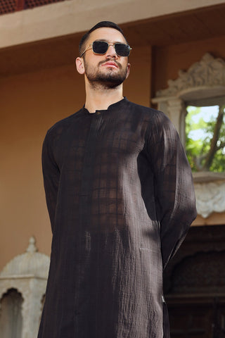 Black Cotton Linen Shalwar Kameez (2-Piece) - Image 9