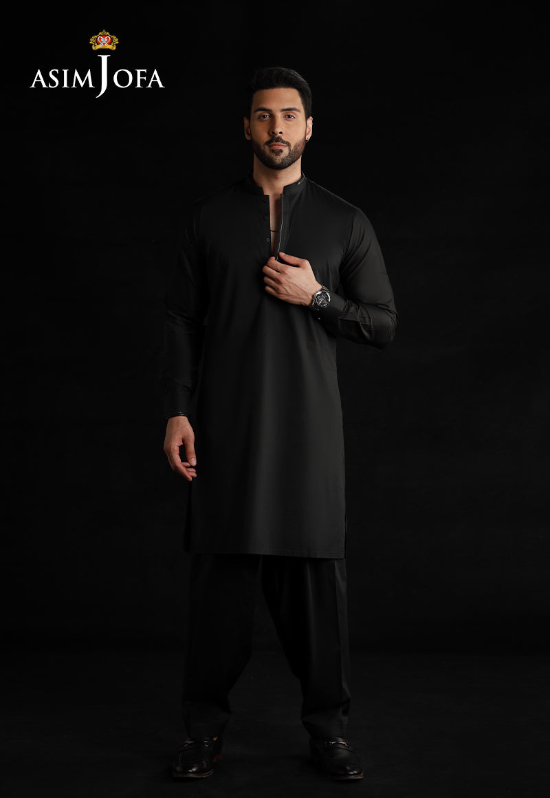 Black Cotton Shalwar Kameez Set (2-Piece) - Image 1