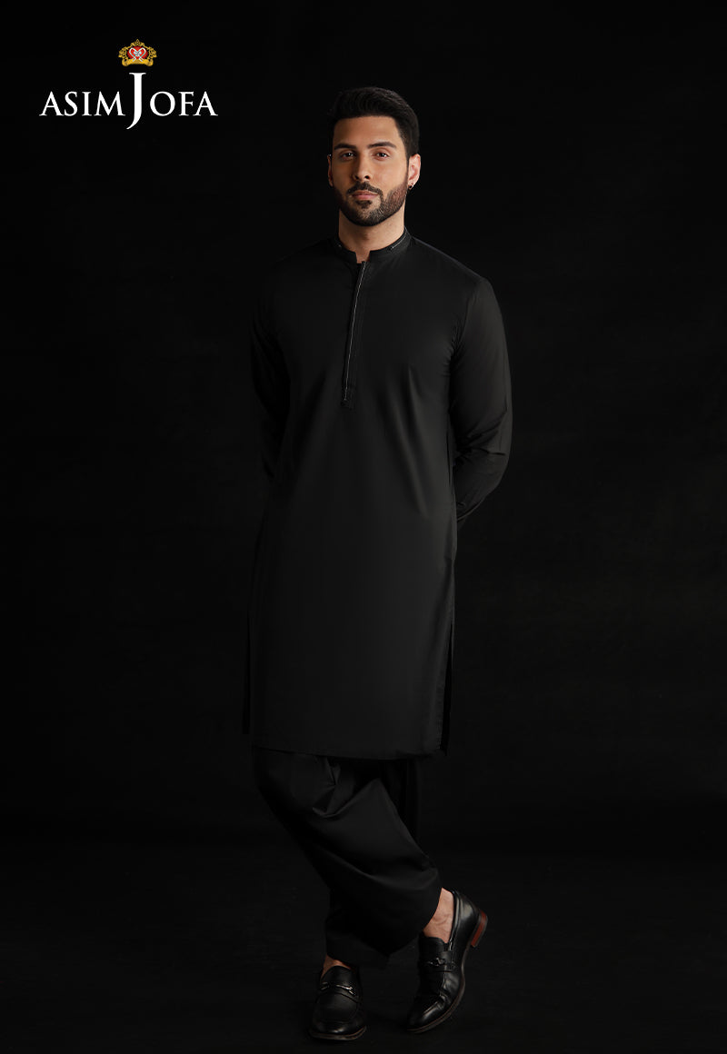 Black Cotton Shalwar Kameez Set (2-Piece) - Image 2