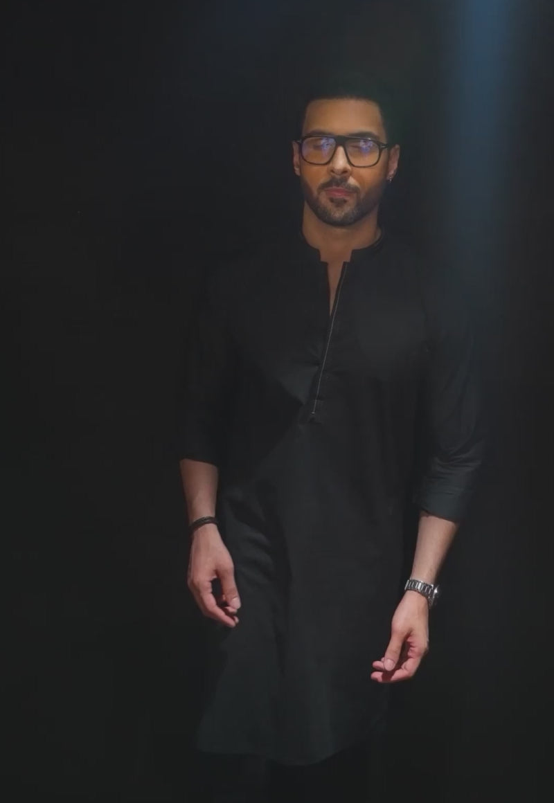 Black Cotton Shalwar Kameez Set (2-Piece) - Image 7