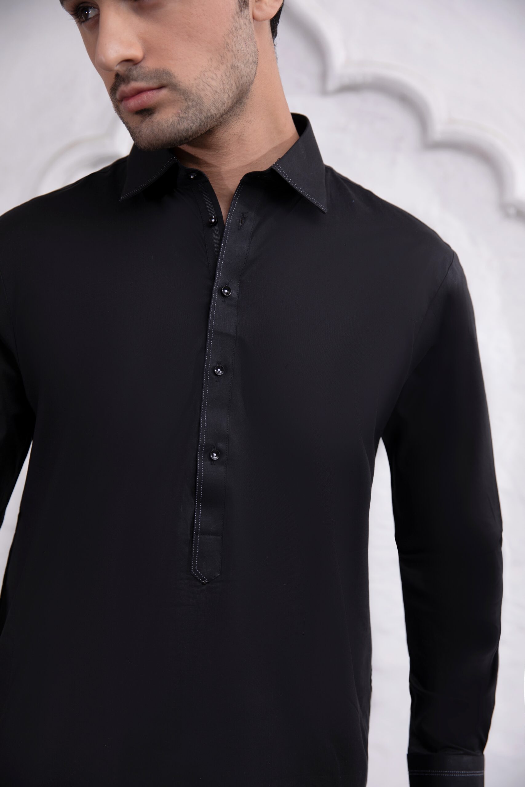 Black Soft Cotton Shalwar Kameez (2-Piece) - Image 2