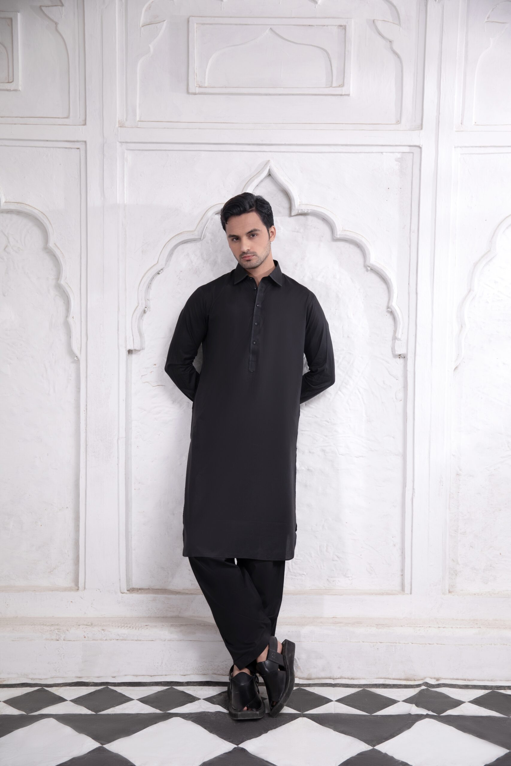 Black Soft Cotton Shalwar Kameez (2-Piece) - Image 3