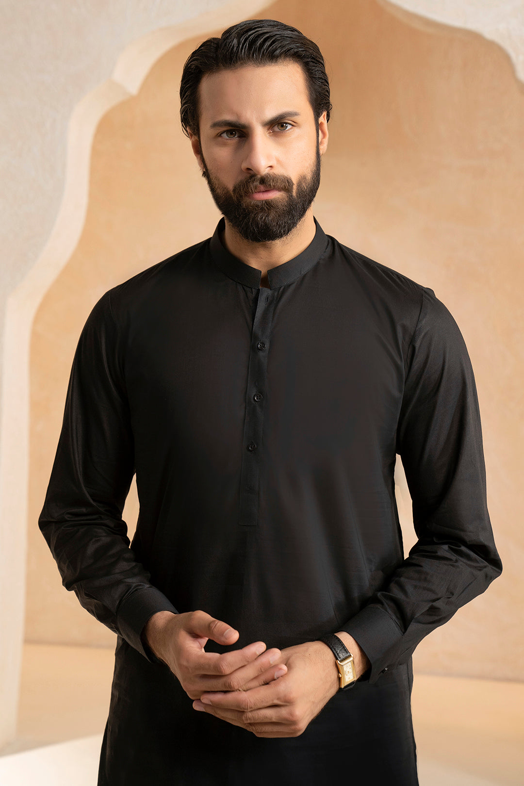 Black Cotton Shalwar Kameez (2-Piece) - Image 1