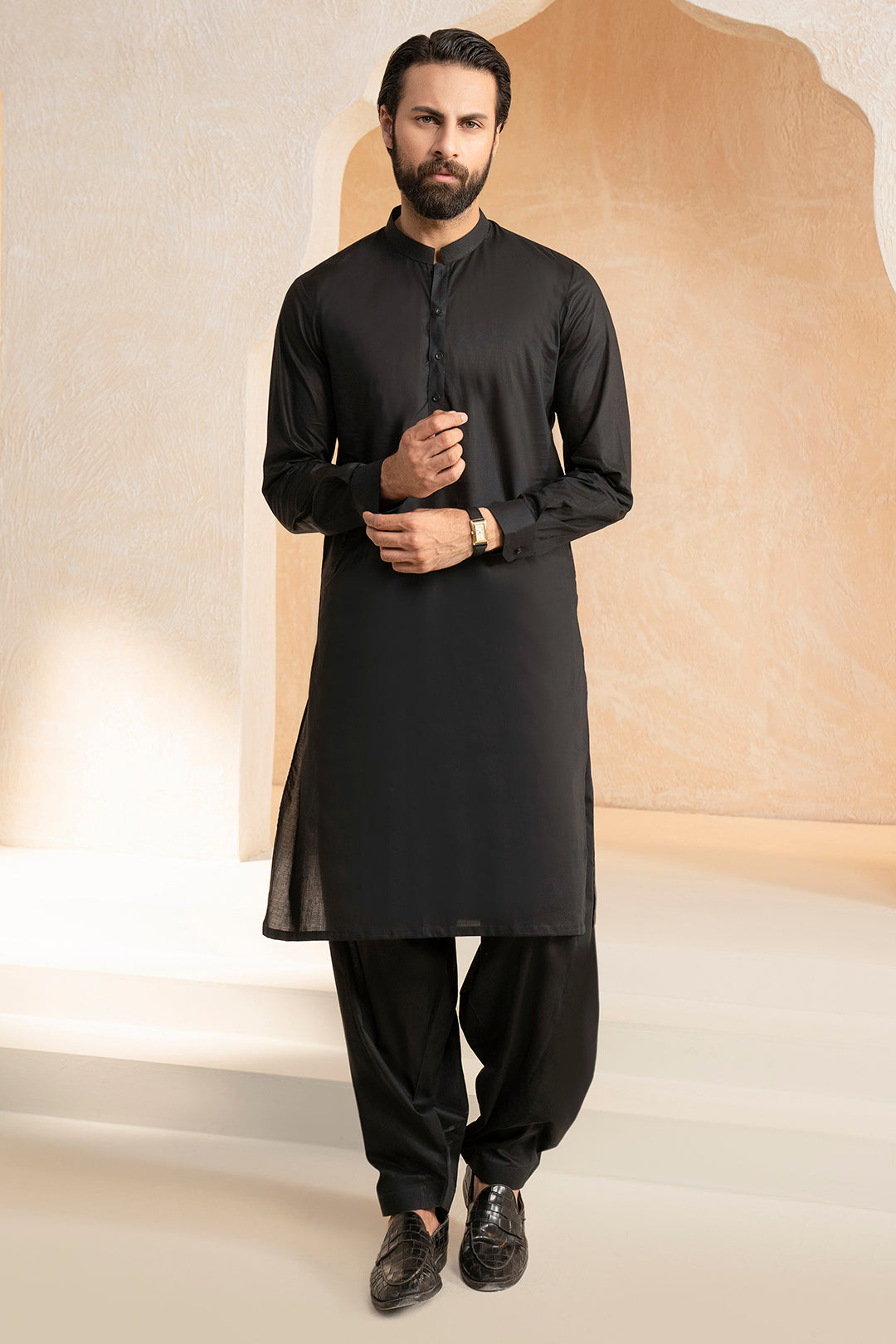 Black Cotton Shalwar Kameez (2-Piece) - Image 4