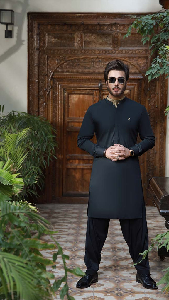 Black Egyptian Cotton Shalwar Kameez (2-Piece) - Image 1